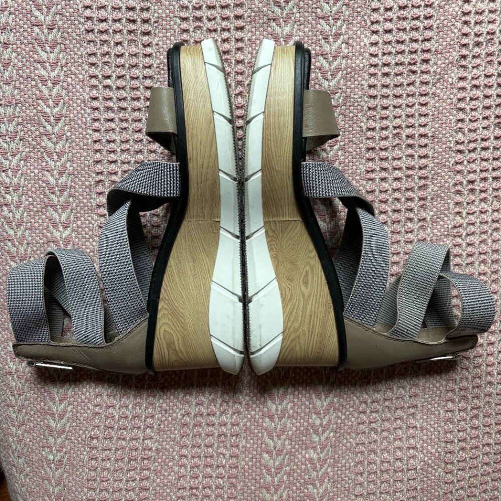 Sorel Joanie III sporty platform wedge sandals taupe black white women's 8 - Picture 7 of 7